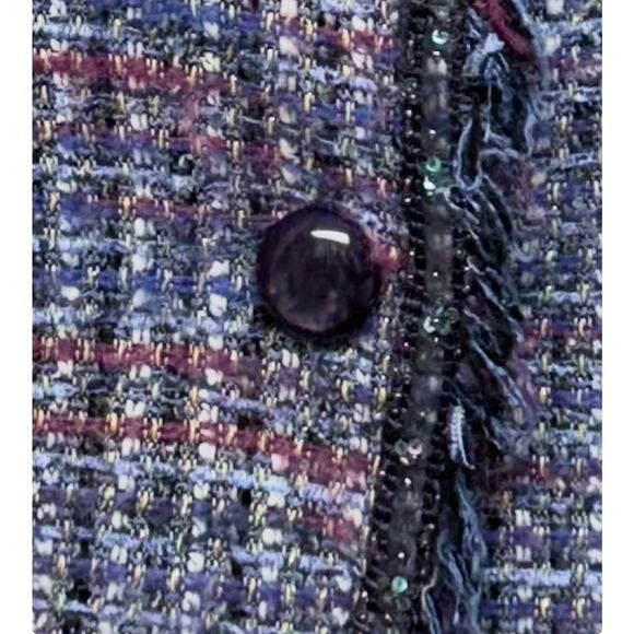 Designs by Seymour Blue Tweed Wool Blend Vintage Blazer, Weaved, Women’s Size 10 - Picture 3 of 8